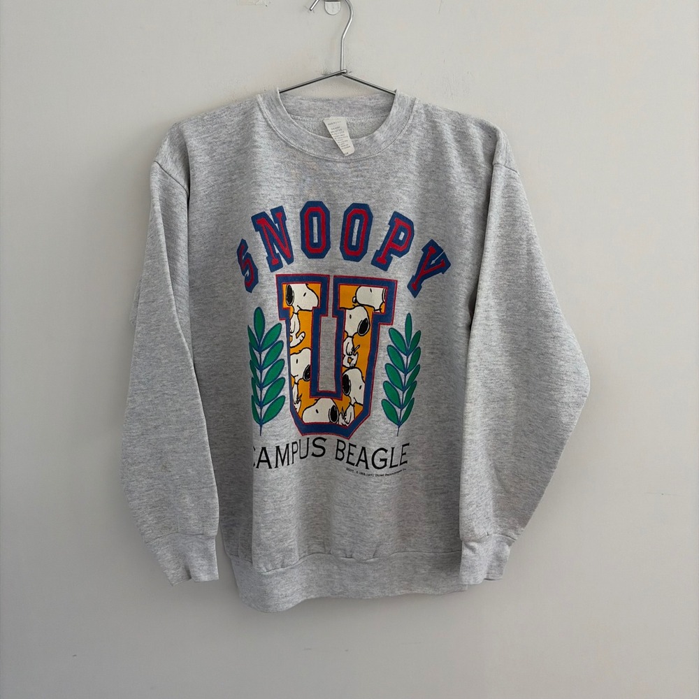 Vintage Snoopy U Campus Beagle Grey Sweatshirt Large Made in USA